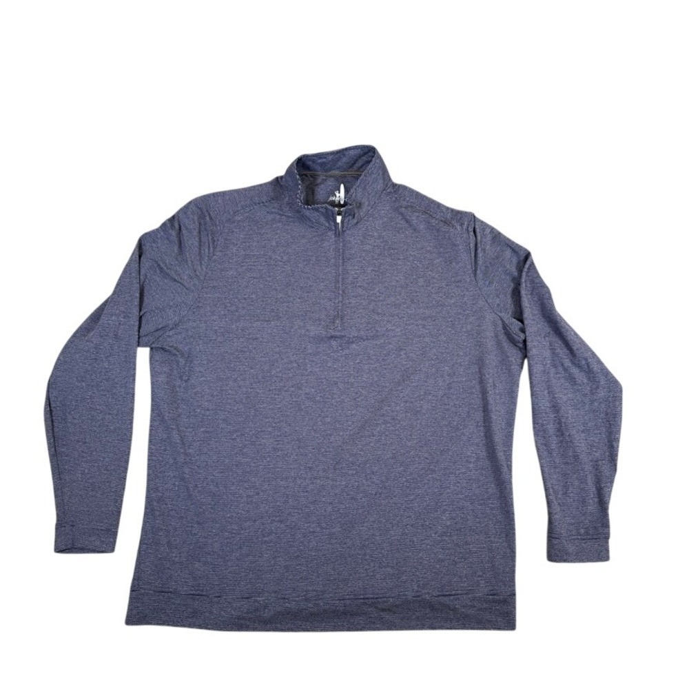 johnnie-O Mens XXL Blue Striped Performance Quarter Zip Pullover Golf Shirt